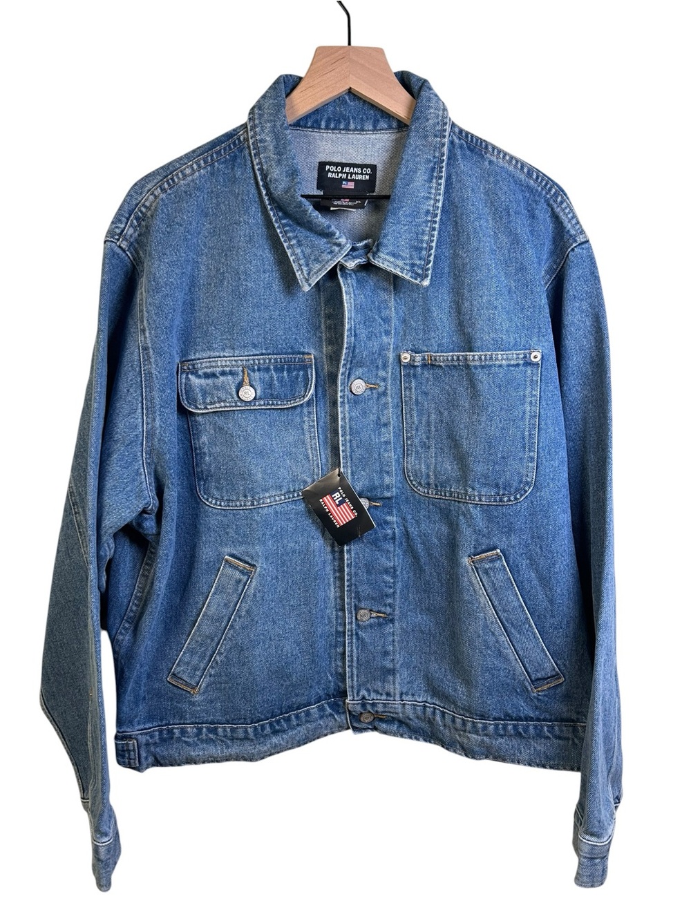 POLO JEANS CO RALPH LAUREN VTG 90s Denim Jacket Mens XL Blue NWT NEW
